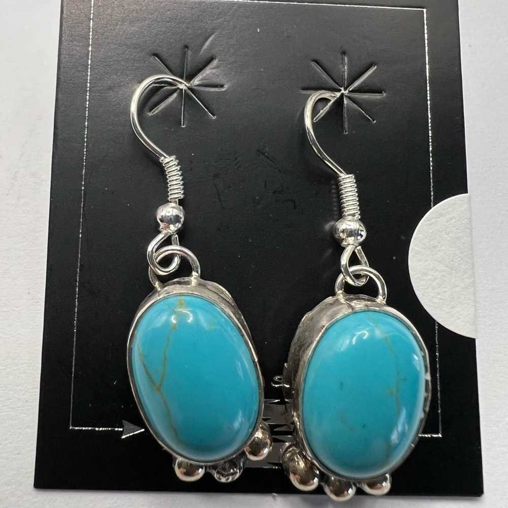 Turquoise and Sterling Silver Dangle Earrings